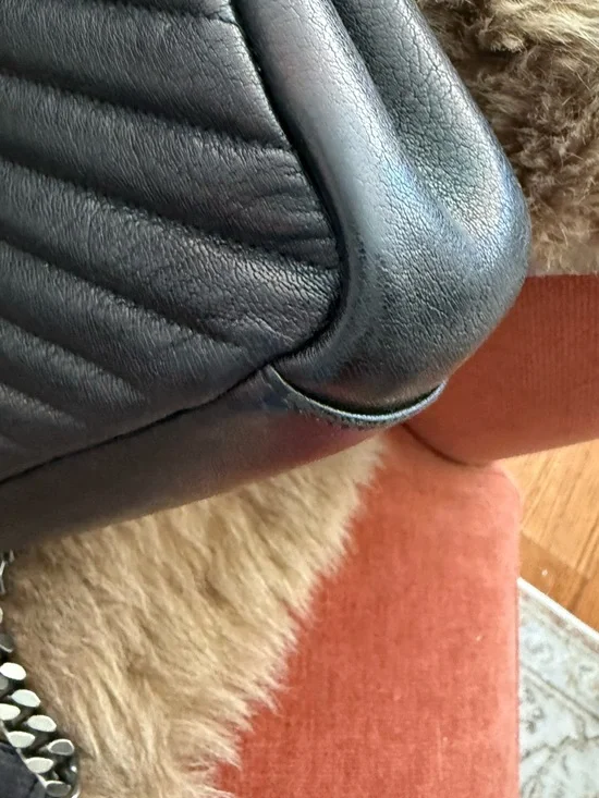 Saint Laurent Black Quilted Leather Shoulder Bag with Silver YSL Logo - Picture 6 of 12